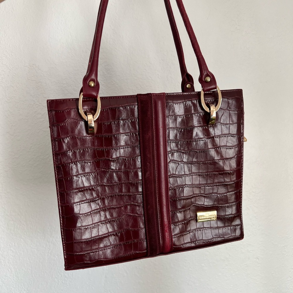 SOLD Oxblood Two Strap Briefcase Handbag by Zamponi